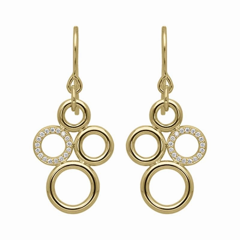 18ct Yellow Gold 0.14ct Diamond Circle Bubble Earrings D