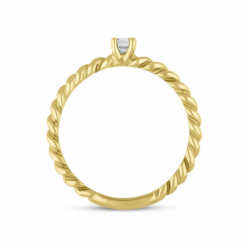 18ct Yellow Gold 0.15ct Diamond Twisted Stacking Solitaire Ring