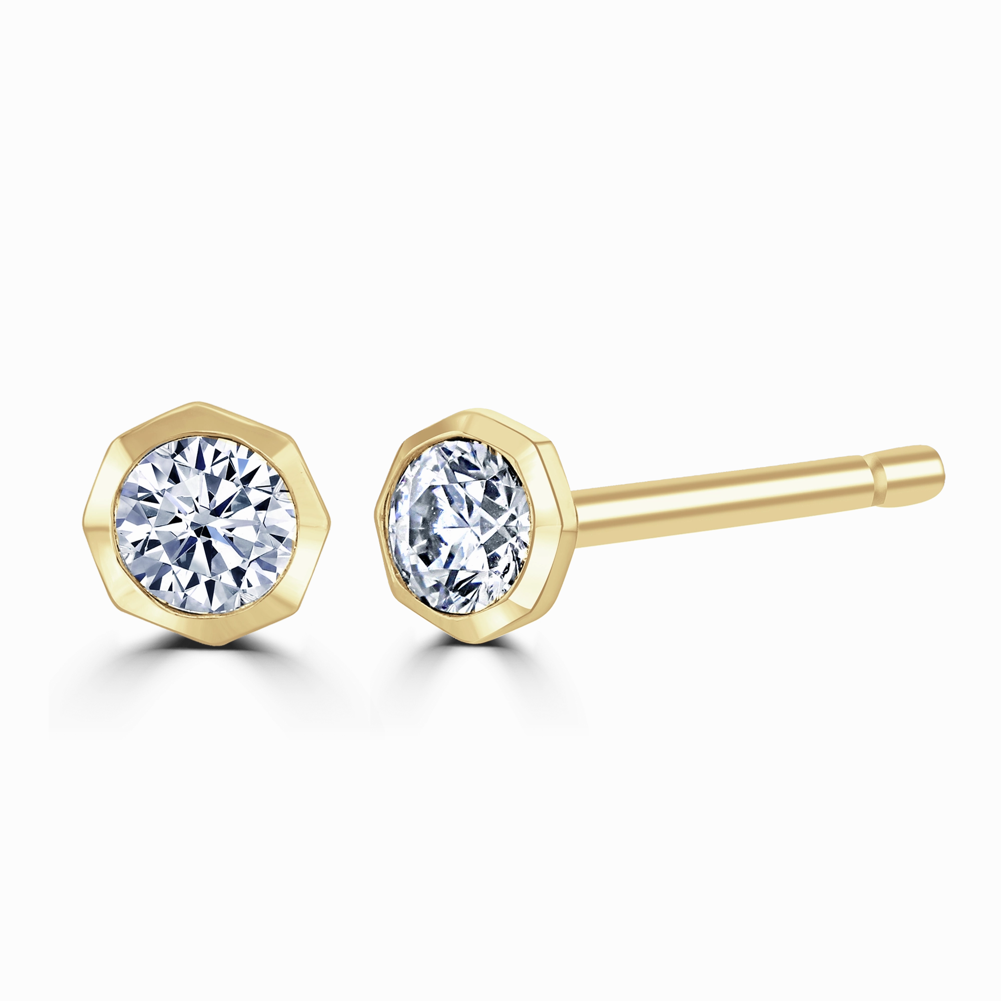 18ct Yellow Gold 0.15ct Lab Grown Diamond Solitaire Octagonal Stud Earrings