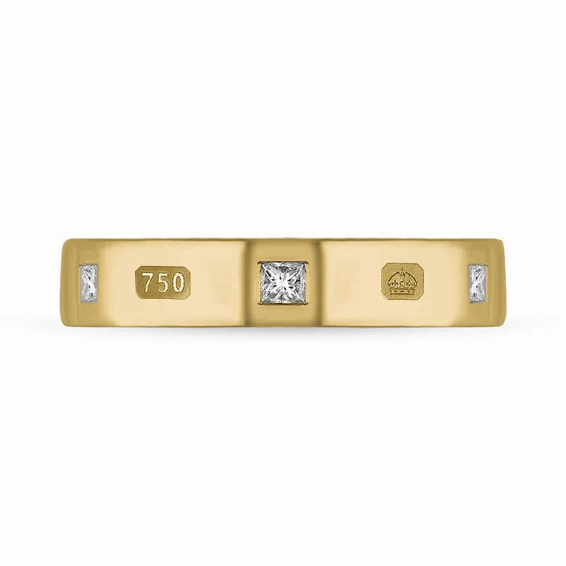 18ct Yellow Gold 0.18ct Diamond Queen's Jubilee Hallmark Princess Cut 4mm Ring D