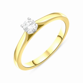 18ct Yellow Gold 0.20ct Diamond Round Brilliant Cut Solitaire Ring
