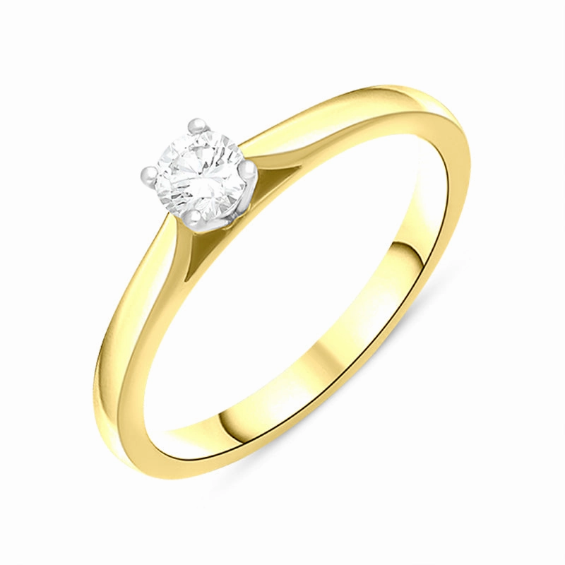 18ct Yellow Gold 0.20ct Diamond Round Brilliant Cut Solitaire Ring