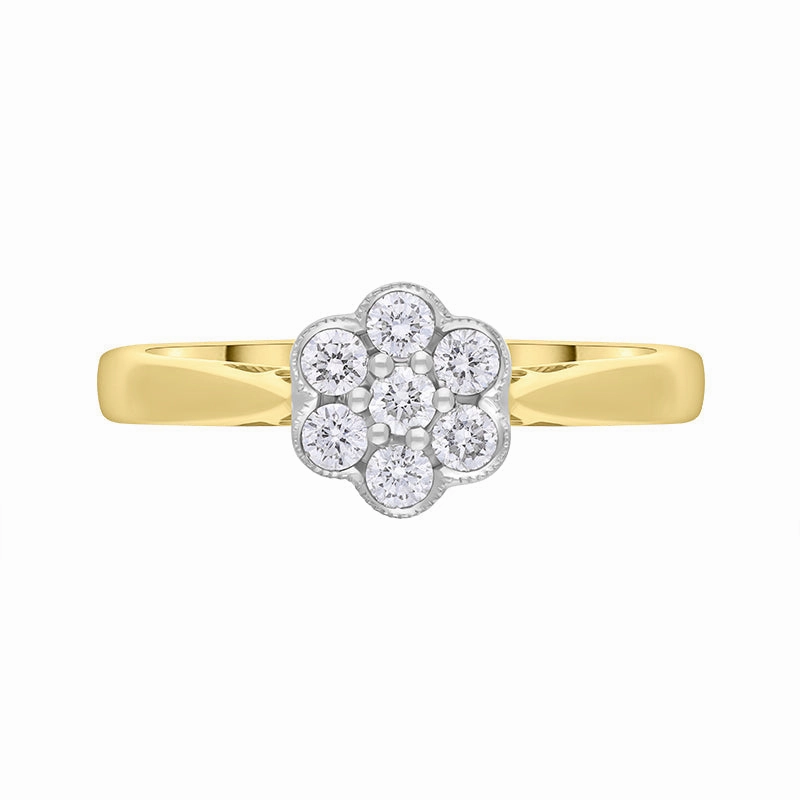 18ct Yellow Gold 0.23ct Diamond Cluster Ring
