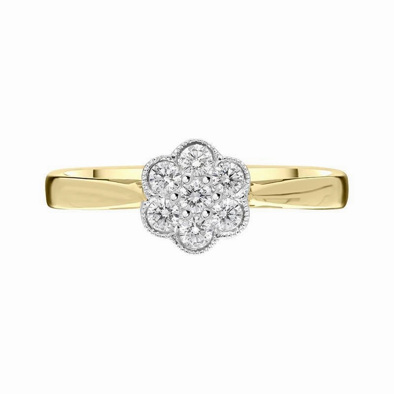 18ct Yellow Gold 0.23ct Diamond Flower Cluster Ring