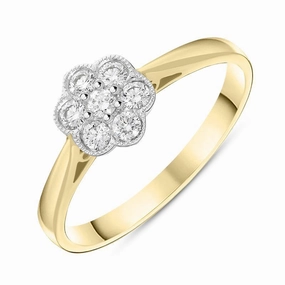 18ct Yellow Gold 0.23ct Diamond Flower Cluster Ring