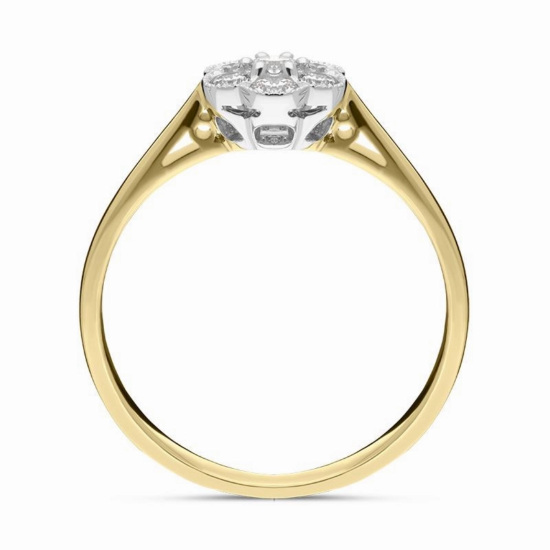18ct Yellow Gold 0.23ct Diamond Flower Cluster Ring