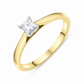 18ct Yellow Gold 0.24ct Diamond Princess Cut Solitaire Ring