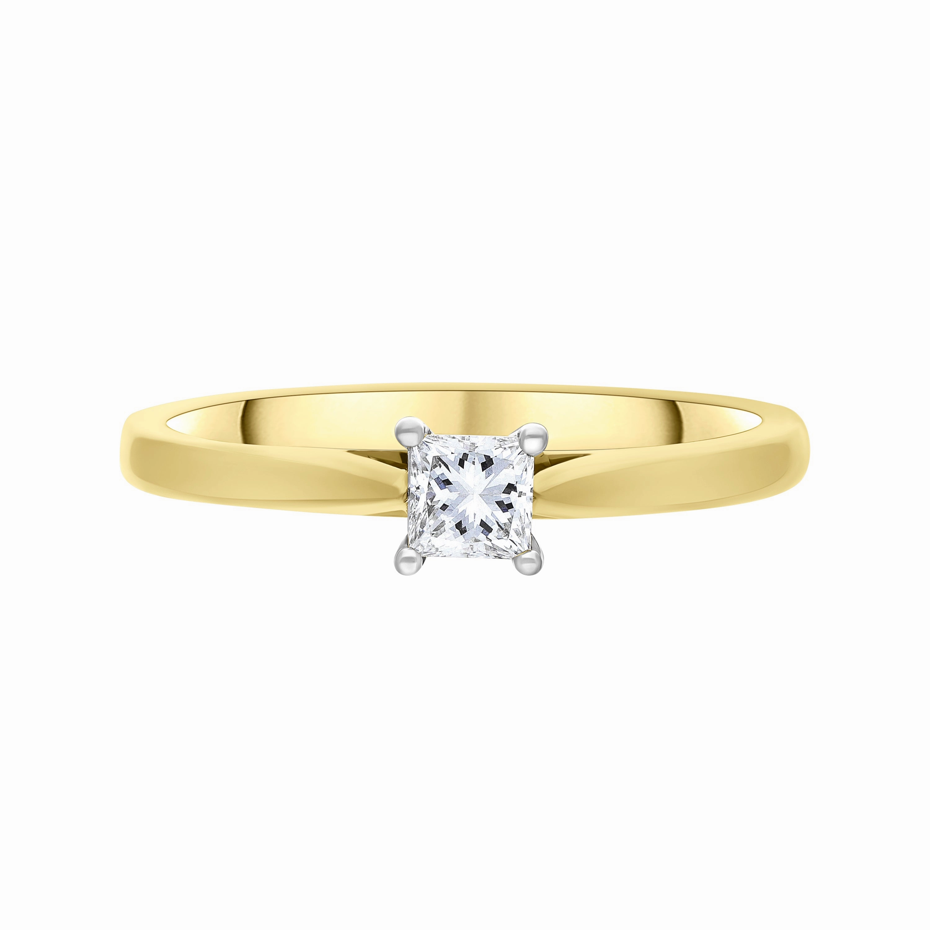 18ct Yellow Gold 0.24ct Diamond Princess Cut Solitaire Ring