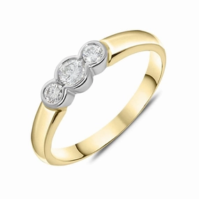 18ct Yellow Gold 0.26ct Diamond Trilogy Ring D