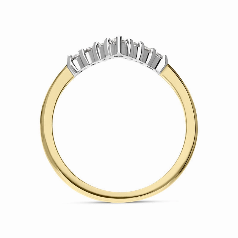 18ct Yellow Gold 0.27ct Diamond Seven Stone Wishbone Ring