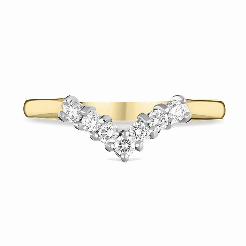 18ct Yellow Gold 0.27ct Diamond Seven Stone Wishbone Ring