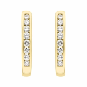 18ct Yellow Gold 0.30ct Diamond Channel Set Hoop Earrings