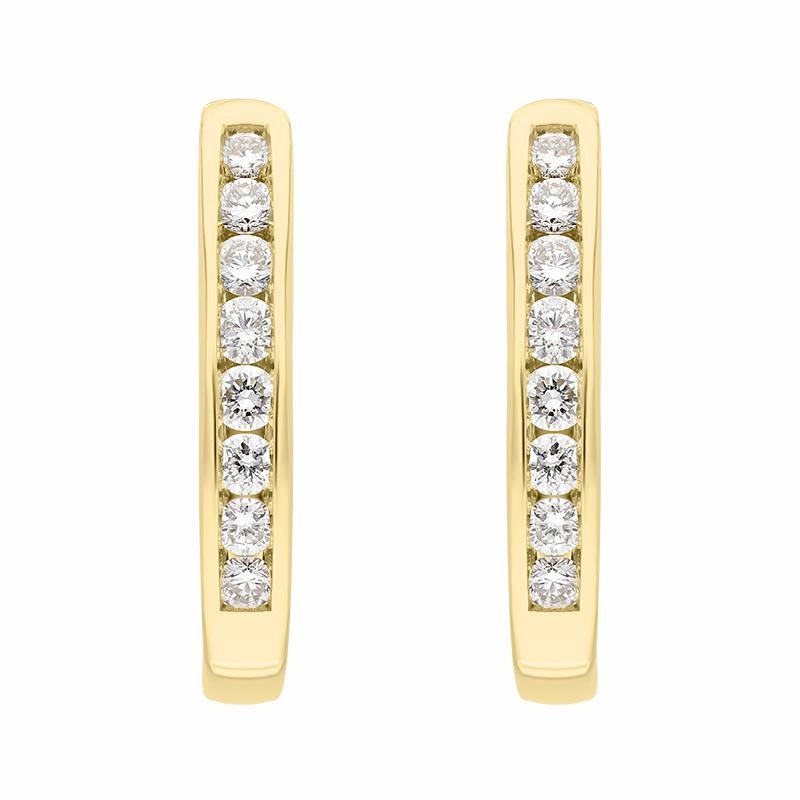 18ct Yellow Gold 0.30ct Diamond Channel Set Hoop Earrings