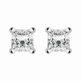 18ct Yellow Gold 0.32ct Diamond Solitaire Princess Cut Stud Earrings