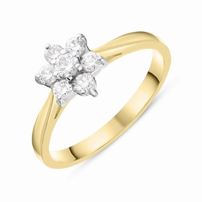 18ct Yellow Gold 0.33ct Diamond Flower Cluster Ring