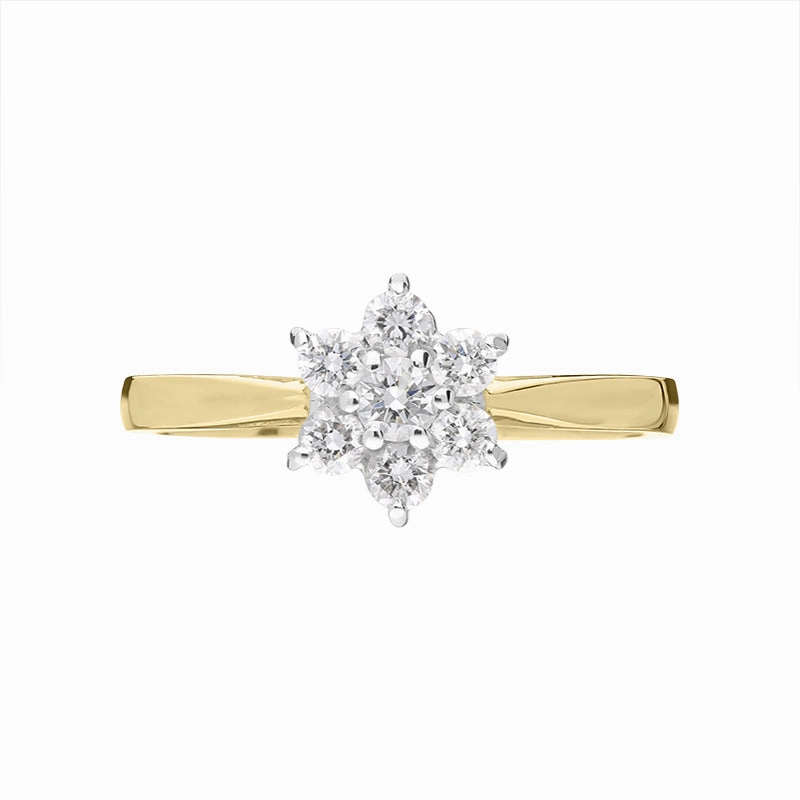 18ct Yellow Gold 0.33ct Diamond Flower Cluster Ring