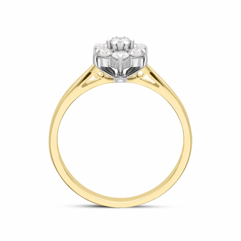 18ct Yellow Gold 0.33ct Diamond Flower Cluster Ring