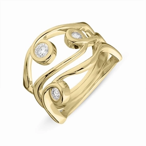 18ct Yellow Gold 0.35ct Diamond Bubble Ring