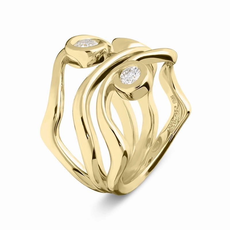 18ct Yellow Gold 0.35ct Diamond Bubble Ring