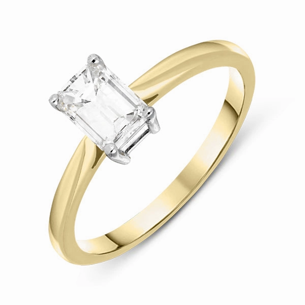 18ct Yellow Gold 0.36ct Diamond Baguette Cut Solitaire Ring