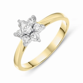 18ct Yellow Gold 0.37ct Diamond Flower Cluster Ring