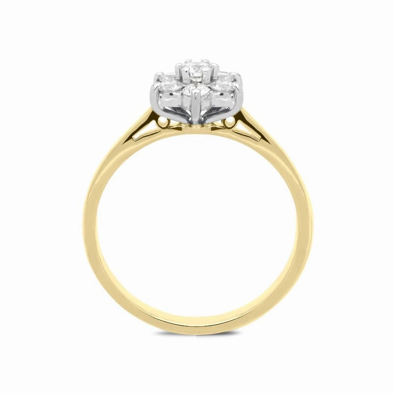 18ct Yellow Gold 0.37ct Diamond Flower Cluster Ring