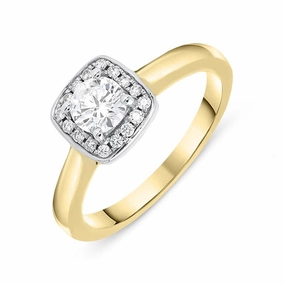 18ct Yellow Gold 0.38ct Diamond Brilliant Cut Halo Ring