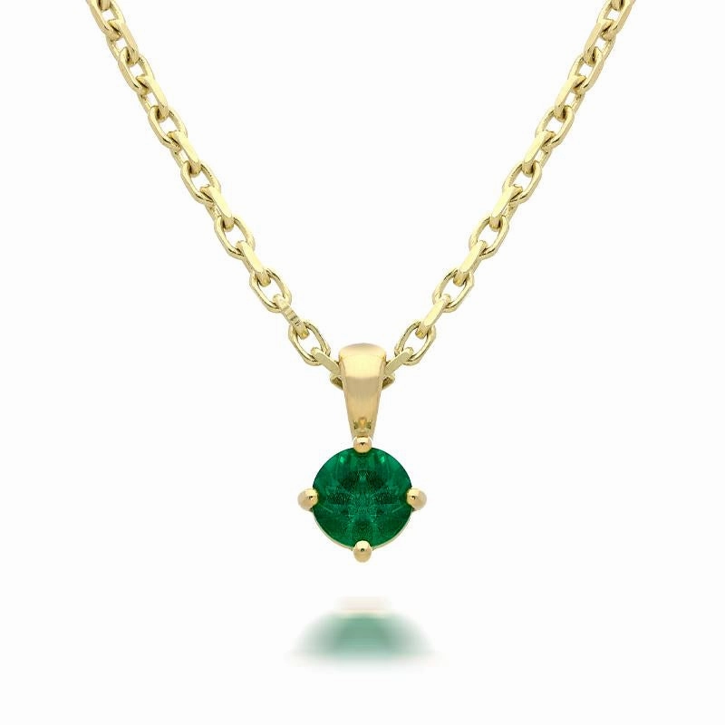 18ct Yellow Gold 0.38ct Emerald Round Cut Necklace