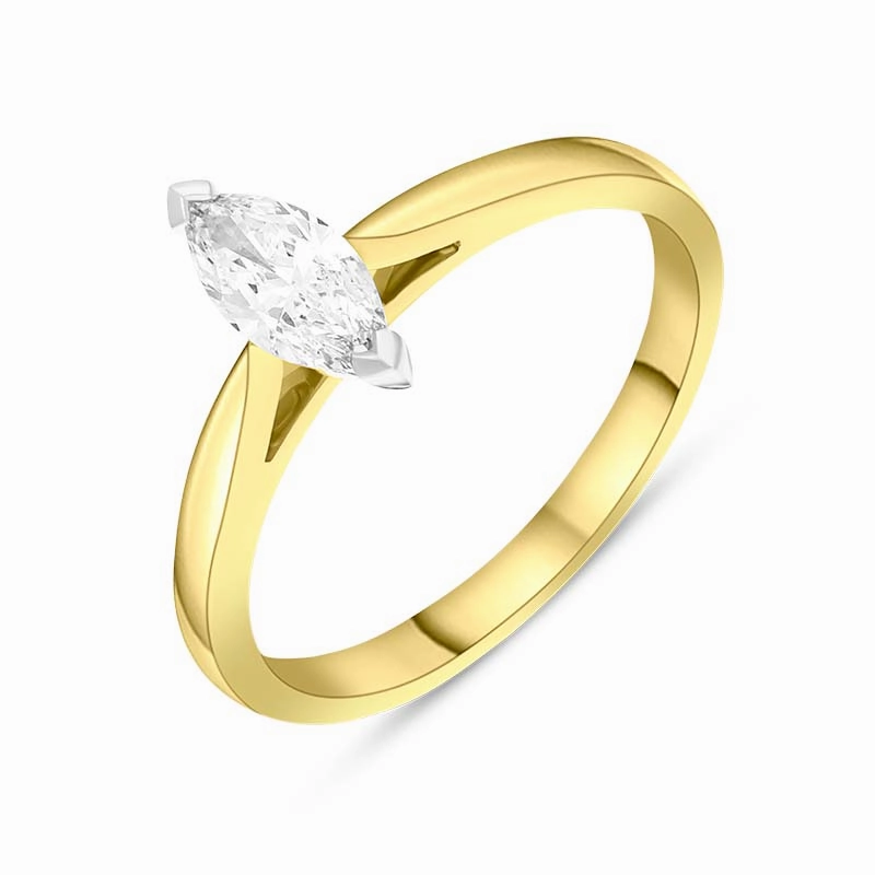 18ct Yellow Gold 0.42ct Diamond Marquise Cut Solitaire Ring