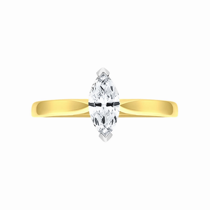 18ct Yellow Gold 0.42ct Diamond Marquise Cut Solitaire Ring