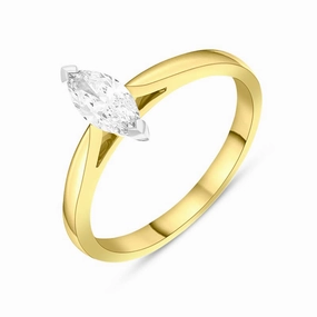 18ct Yellow Gold 0.42ct Diamond Marquise Cut Solitaire Ring