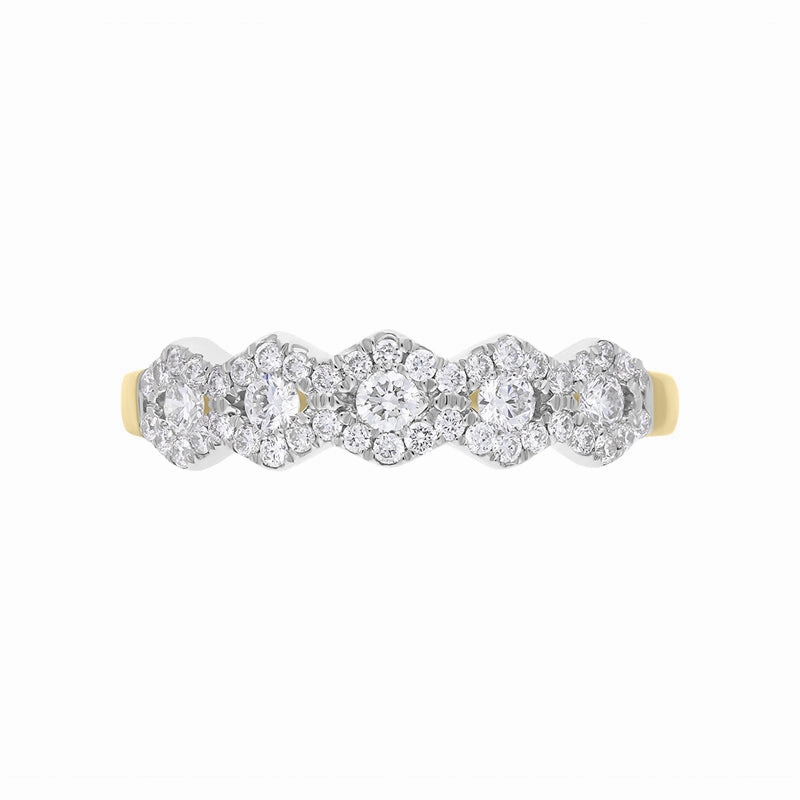 18ct Yellow Gold 0.43ct Diamond Half Eternity Cluster Ring