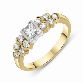 18ct Yellow Gold 0.43ct Diamond Princess Cut Cluster Ring