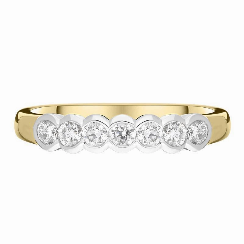 18ct Yellow Gold 0.44ct Diamond Bezel Set Wedding Half Eternity Ring