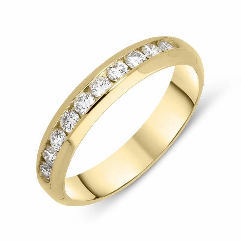 18ct Yellow Gold 0.44ct Diamond Brilliant Cut Channel Set Half Eternity Ring