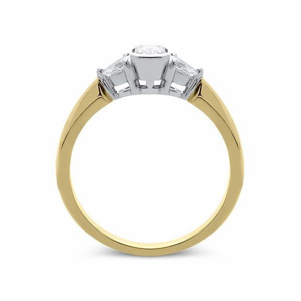 18ct Yellow Gold 0.46ct Diamond Baguette Cut Trilogy Ring