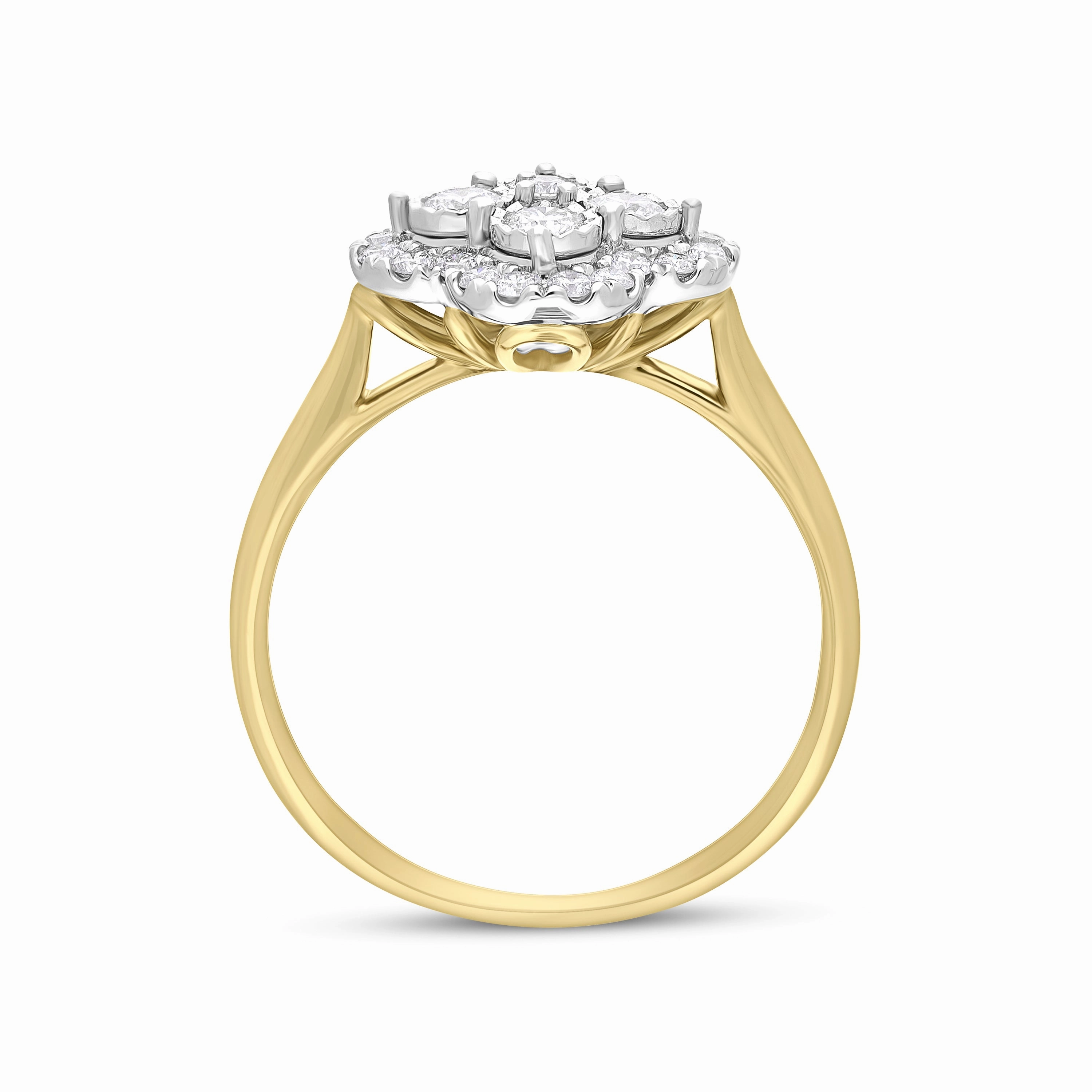 18ct Yellow Gold 0.46ct Diamond Illusion Set Cluster Ring