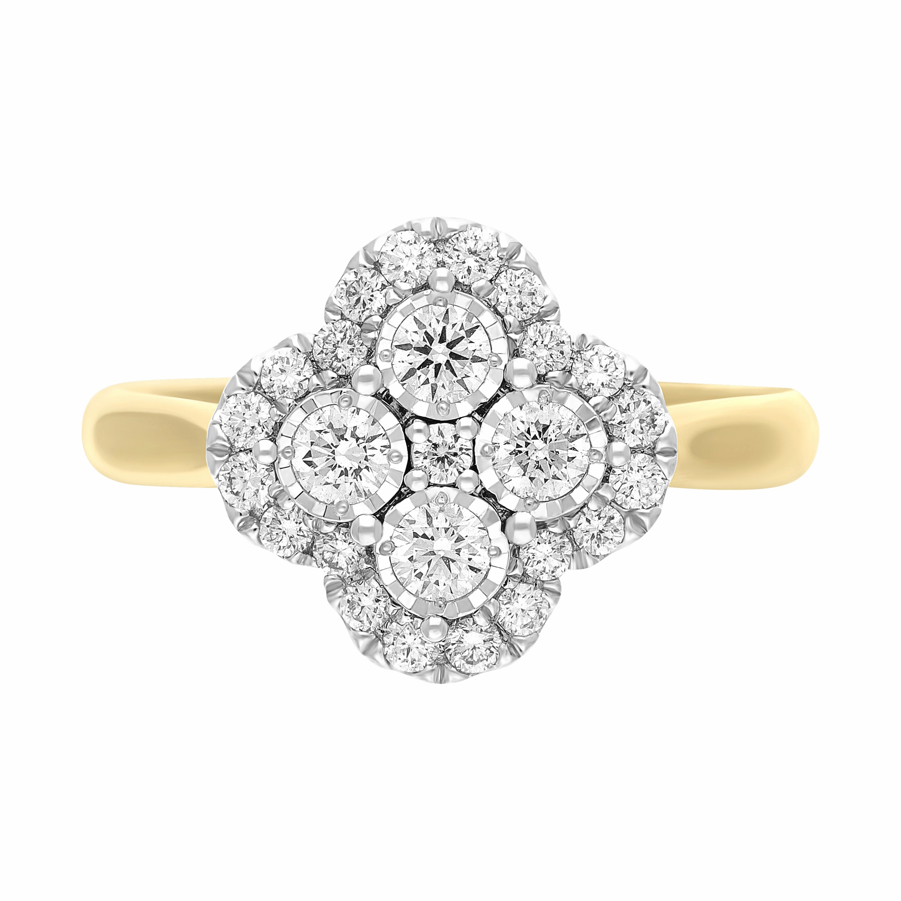 18ct Yellow Gold 0.46ct Diamond Illusion Set Cluster Ring