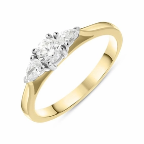 18ct Yellow Gold 0.46ct Diamond Trilogy Pear Cut Ring