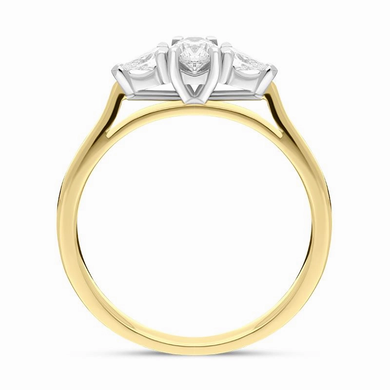 18ct Yellow Gold 0.46ct Diamond Trilogy Pear Cut Ring