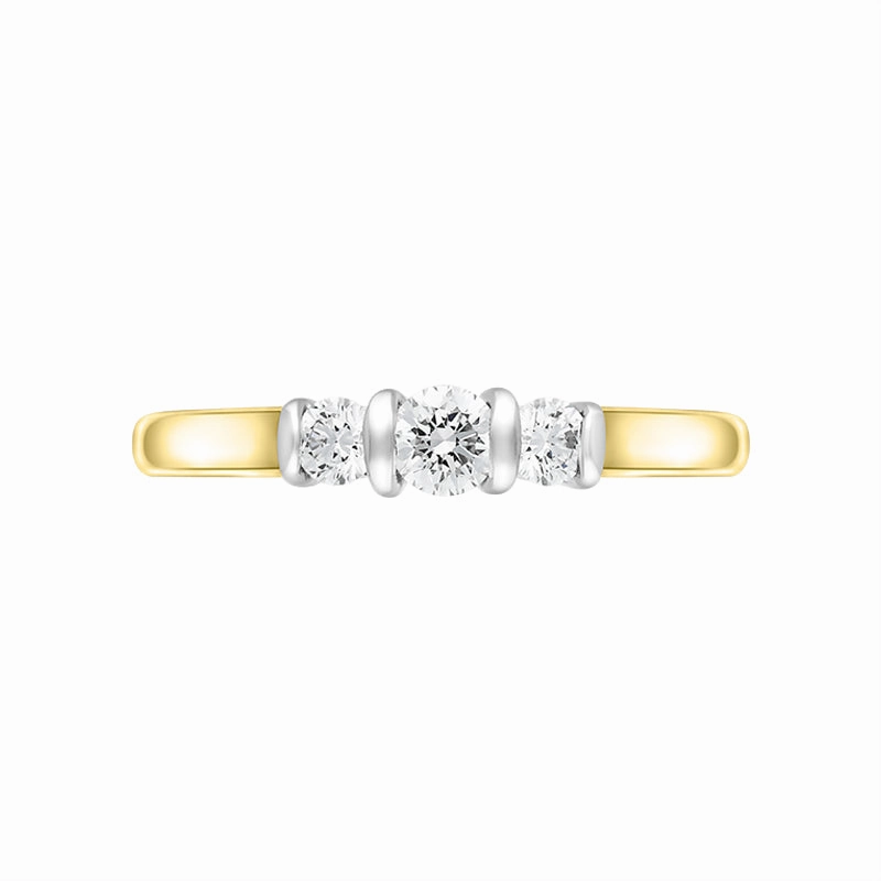 18ct Yellow Gold 0.50ct Diamond Trilogy Bar Set Ring