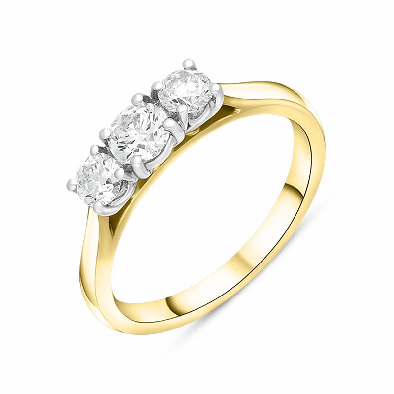 18ct Yellow Gold 0.50ct Diamond Trilogy Ring