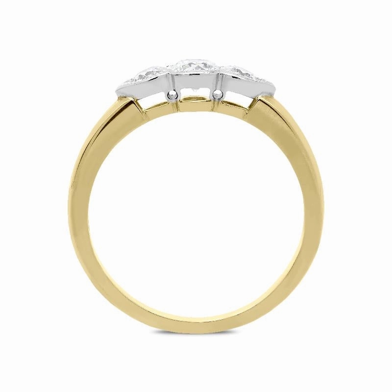 18ct Yellow Gold 0.52ct Diamond Millgrain Trilogy Ring