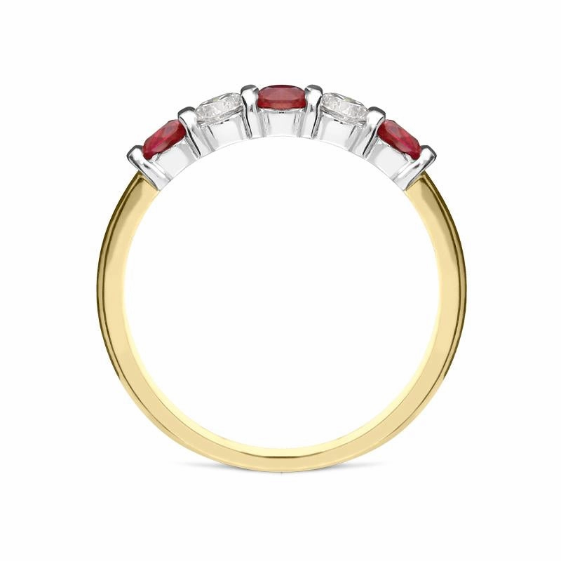 18ct Yellow Gold 0.57ct Ruby Diamond Half Eternity Ring