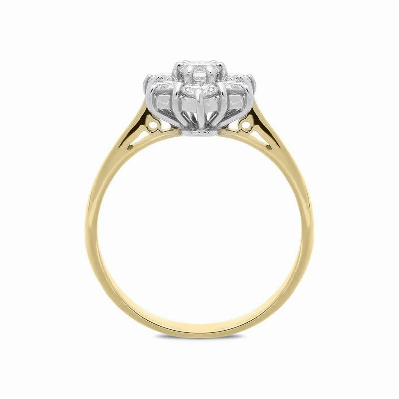 18ct Yellow Gold 0.63ct Diamond Star Cluster Ring