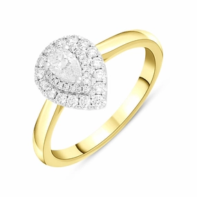18ct Yellow Gold 0.69ct Diamond Pear Cut Cluster Ring