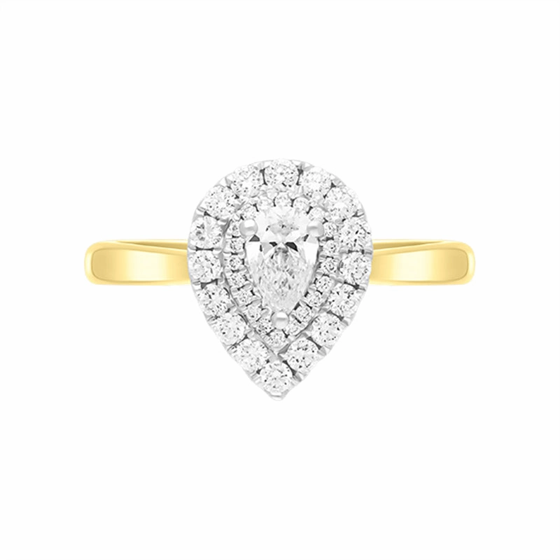18ct Yellow Gold 0.69ct Diamond Pear Cut Cluster Ring