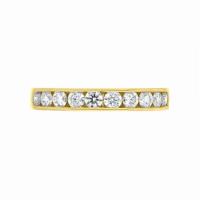 18ct Yellow Gold 0.75ct Diamond Ten Stone Channel Set Eternity Ring