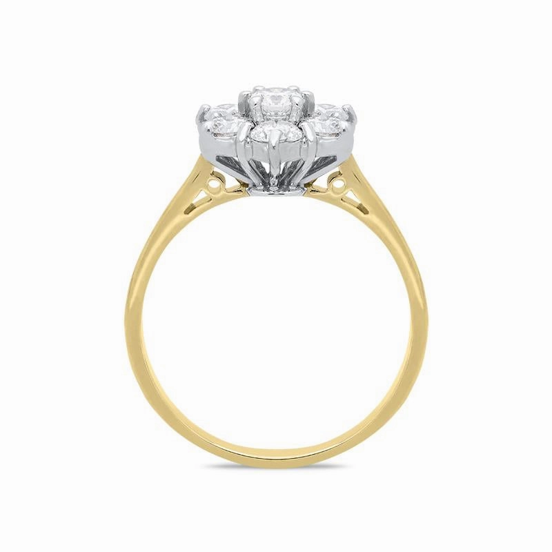 18ct Yellow Gold 0.77ct Diamond Flower Cluster Ring