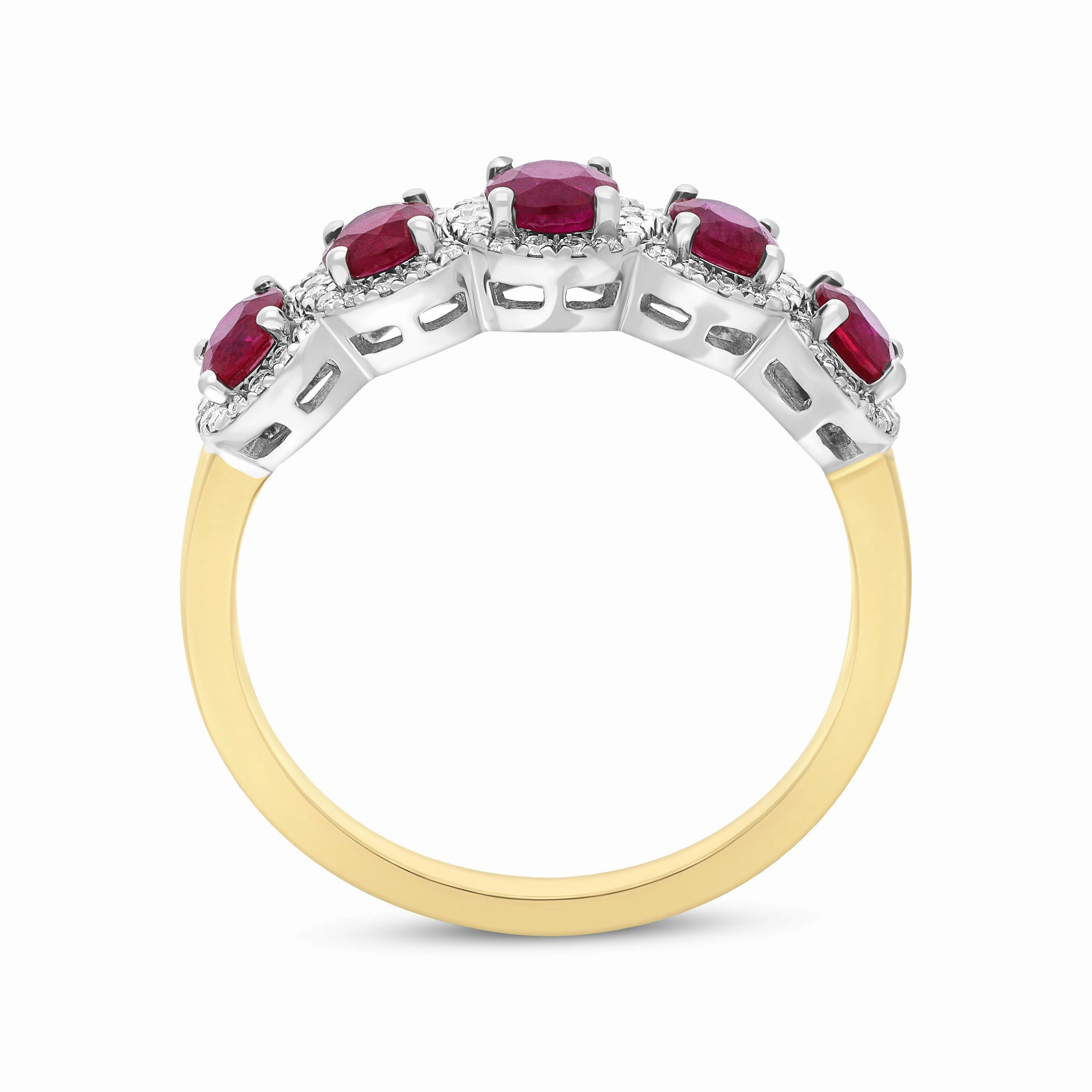 18ct Yellow Gold 0.88ct Ruby 0.15ct Diamond Cluster Ring